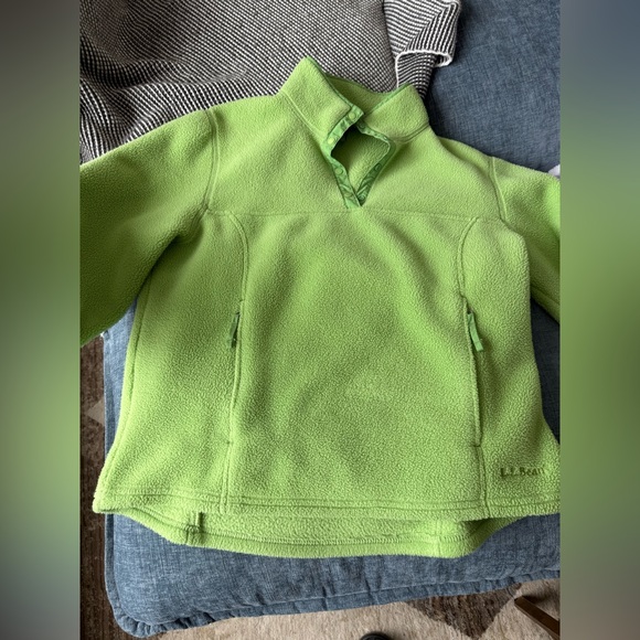 L.L. Bean Green Fleece Quarter Button Up Sweater - Picture 4 of 8